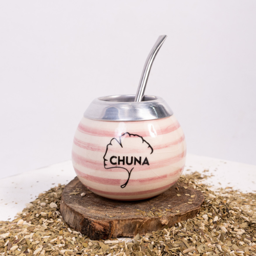 MATE AURORA CERAMICA Y ACERO CIRCLE ROSA CHUNA